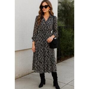 Love Riche Boho Dress size Small Black Tan Floral